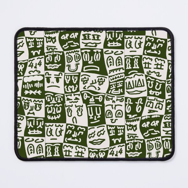 Item preview, Green Checkerboard Faces – Abstract Doodle Pattern Art designed and sold by felipemaldonadoart.
