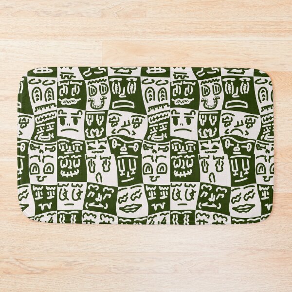 Item preview, Green Checkerboard Faces – Abstract Doodle Pattern Art designed and sold by felipemaldonadoart.
