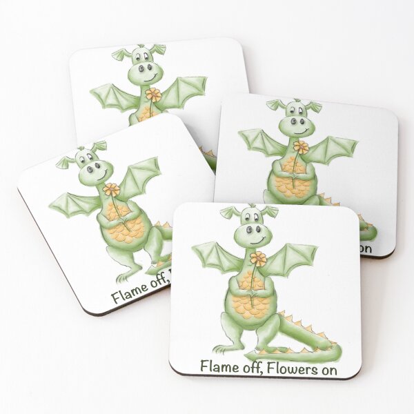Item preview, Dragon cute, flame off, flowers on designed and sold by OhNoNotAgain42.