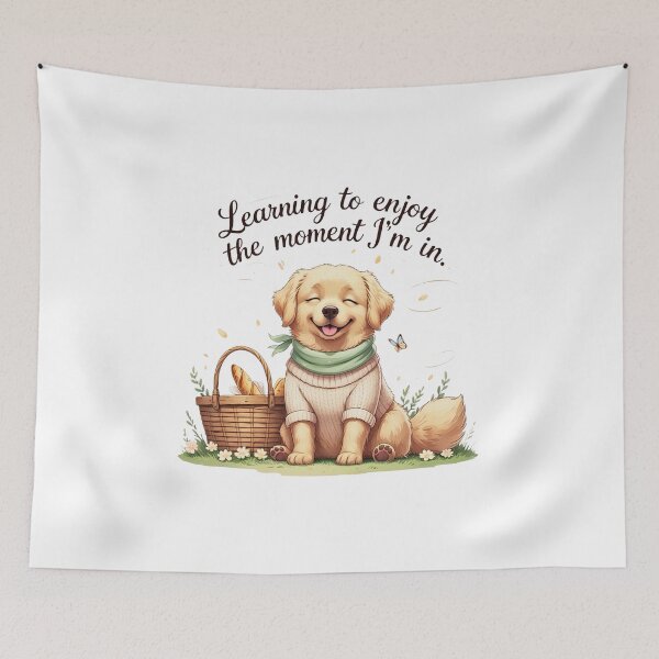 Item preview, Enjoy The Moment Cute Golden Retriever Spring Picnic Aesthetic designed and sold by AQUILAKREO.