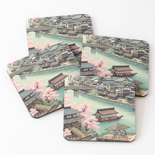 Item preview, Grand Rapids Michigan Ukiyo-e Art Print | Japanese Edo Style Cherry Blossom Cityscape designed and sold by Vandy Fullam.