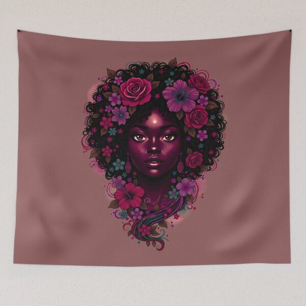 Item preview, Deep Black Woman With Floral Crown jewel tones designed and sold by BlessedBlackBeautiful.