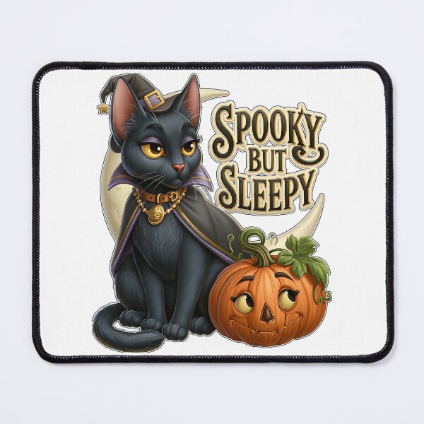 Item preview, Spooky But Sleepy Cute Halloween Black Cat Pumpkin designed and sold by Marcikart.