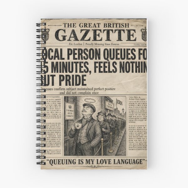 Item preview, Queuing Is My Love Language Funny British Newspaper Humour Gift designed and sold by BlightyandCo.