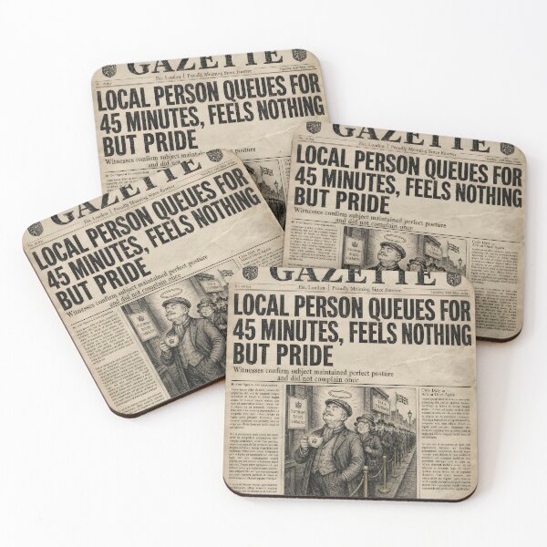 Item preview, Queuing Is My Love Language Funny British Newspaper Humour Gift designed and sold by BlightyandCo.