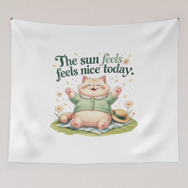 Item preview, The Sun Feels Nice Cute Cat Spring Picnic Cottagecore designed and sold by AQUILAKREO.