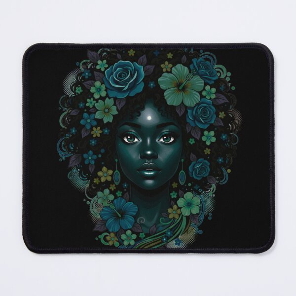 Item preview, Deep Black Woman With Floral Crown dark teal designed and sold by BlessedBlackBeautiful.