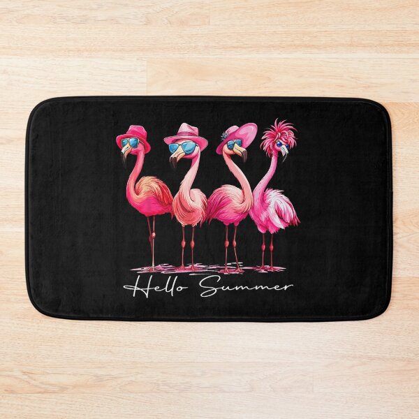 Item preview, Hello Summer Four Pink Flamingos Wearing Sunglasses And Beach Hats Tropical designed and sold by ObukiLantara.