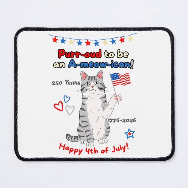 Item preview, 4th of July 250th Purr-oud Gray Tabby Cat designed and sold by MYCatStuff.