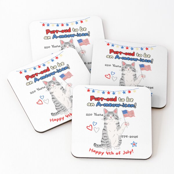 Item preview, 4th of July 250th Purr-oud Gray Tabby Cat designed and sold by MYCatStuff.