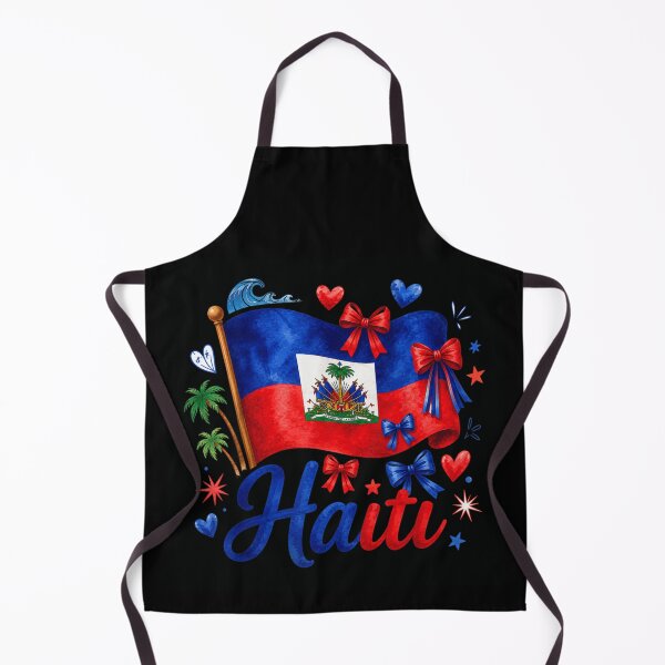 Item preview, Watercolor Haiti Flag Heritage Pride with Tropical Palm Trees and Hearts designed and sold by RuperDelois.