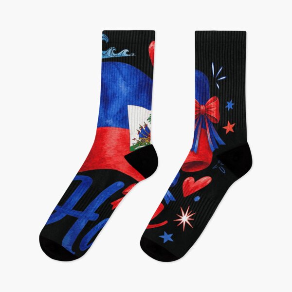 Item preview, Watercolor Haiti Flag Heritage Pride with Tropical Palm Trees and Hearts designed and sold by RuperDelois.