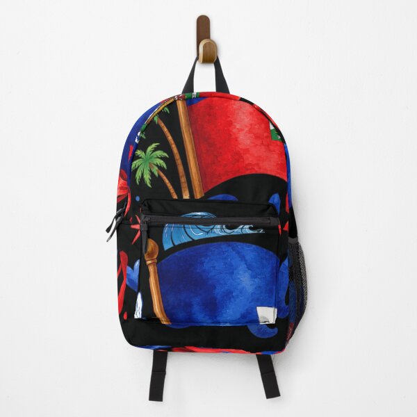 Item preview, Watercolor Haiti Flag Heritage Pride with Tropical Palm Trees and Hearts designed and sold by RuperDelois.