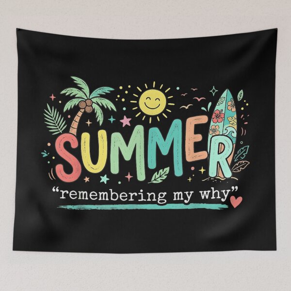 Item preview, Summer Remembering My Why Tropical Beach Sunset Surfboard and Palm Trees designed and sold by PhocoNibict.