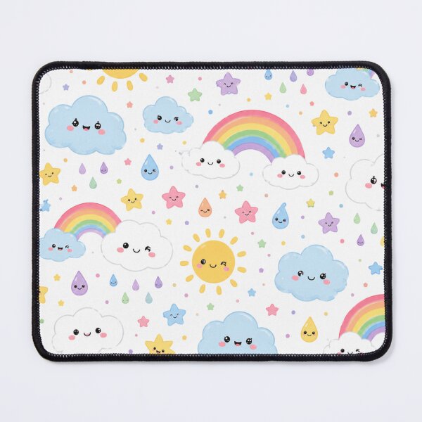Item preview, Kawaii Rainbow Cloud Cute Seamless Pattern Print designed and sold by Inkworksbyshery.
