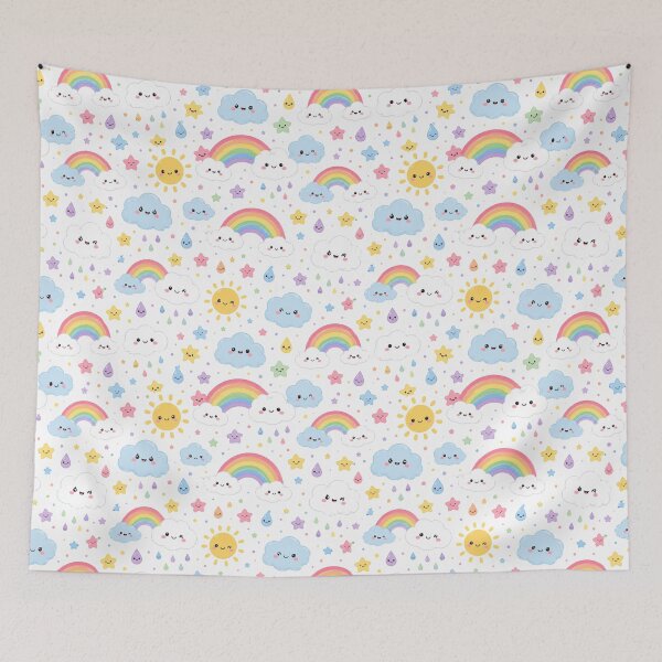 Item preview, Kawaii Rainbow Cloud Cute Seamless Pattern Print designed and sold by Inkworksbyshery.