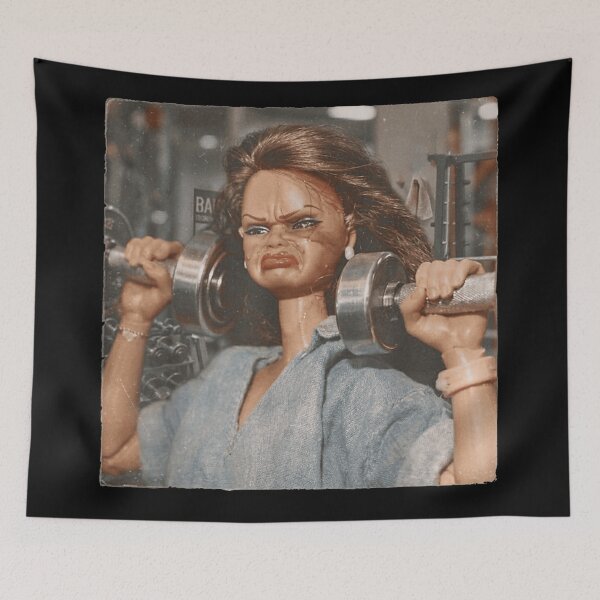 Item preview, Funny Doll Weightlifting at the Gym Intense Workout Face Vintage Style designed and sold by PhocoNibict.