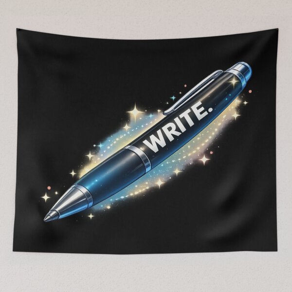 Item preview, Blue Glowing Writer Pen - "WRITE." Digital Art designed and sold by TripleVertex-1.