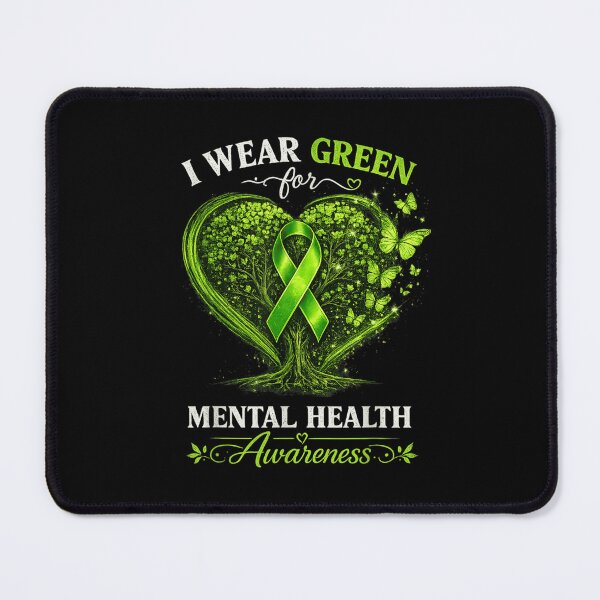 Item preview, I Wear Green for Mental Health Awareness Tree and Butterfly Heart Support designed and sold by EricCotanori.