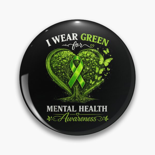 Item preview, I Wear Green for Mental Health Awareness Tree and Butterfly Heart Support designed and sold by EricCotanori.