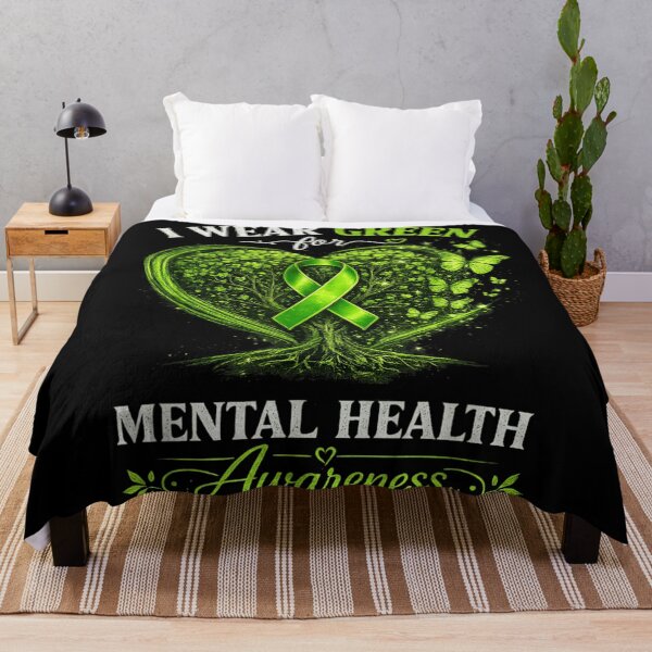 Item preview, I Wear Green for Mental Health Awareness Tree and Butterfly Heart Support designed and sold by EricCotanori.