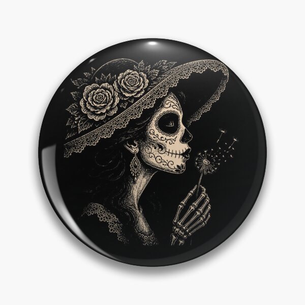 Item preview, Vintage Sugar Skull Lady with Rose Hat Day of the Dead Catrina designed and sold by EricCotanori.