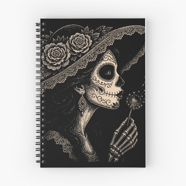 Item preview, Vintage Sugar Skull Lady with Rose Hat Day of the Dead Catrina designed and sold by EricCotanori.