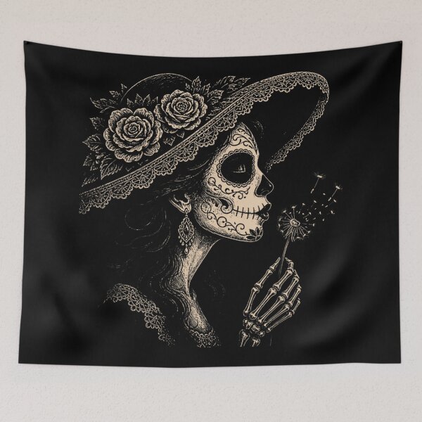 Item preview, Vintage Sugar Skull Lady with Rose Hat Day of the Dead Catrina designed and sold by EricCotanori.