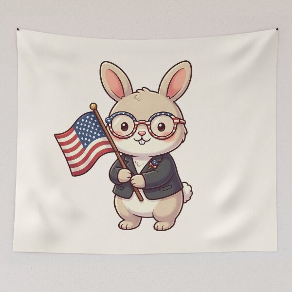 Item preview, Cute Patriotic Bunny With American Flag  designed and sold by SweetLilith.