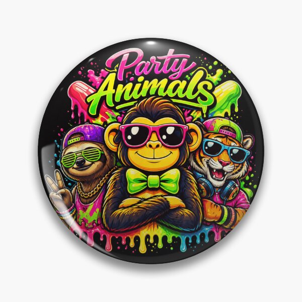 Item preview, Colorful Neon Party Animals Monkey Sloth and Tiger DJ Music Vibes Art designed and sold by EricCotanori.