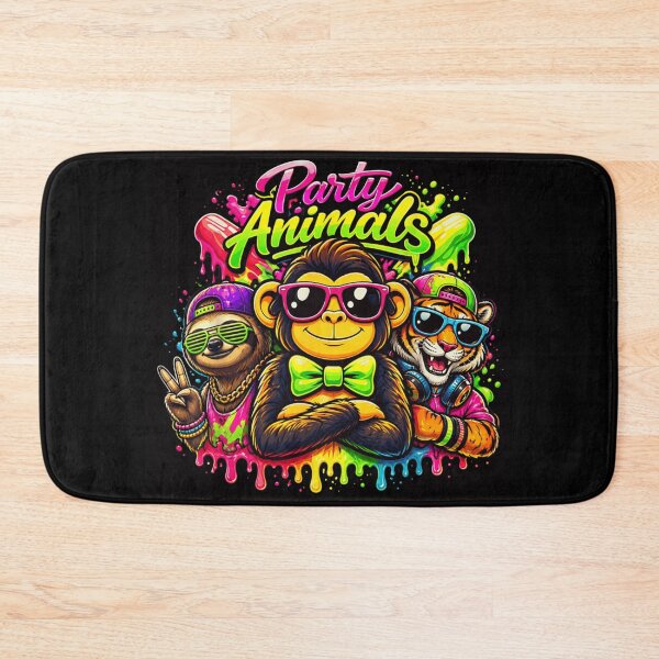 Item preview, Colorful Neon Party Animals Monkey Sloth and Tiger DJ Music Vibes Art designed and sold by EricCotanori.