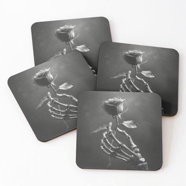 Item preview, Skeleton hand holding rose gray scale designed and sold by dcrc.