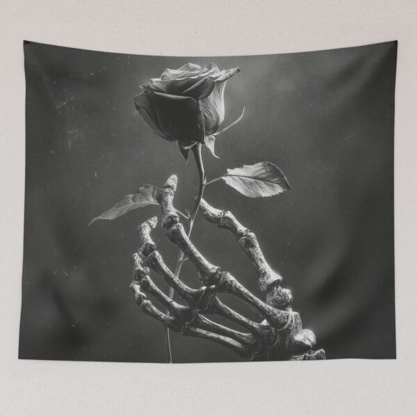 Item preview, Skeleton hand holding rose gray scale designed and sold by dcrc.