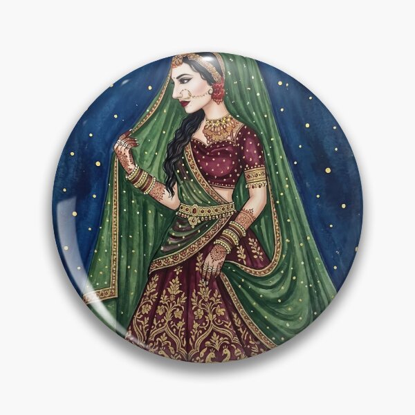 Item preview, Royal Indian Bride Art – Mughal Rajasthani Lehenga Painting | Traditional Bridal Illustration | Ethnic Wedding Artwork designed and sold by Bhaskar Digital Art.