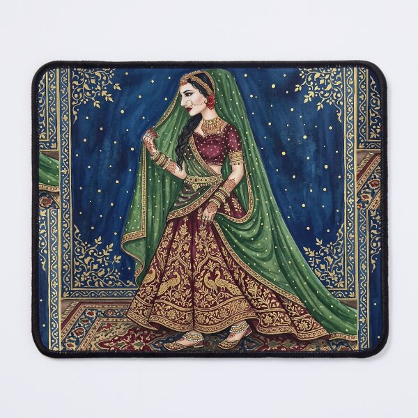 Item preview, Royal Indian Bride Art – Mughal Rajasthani Lehenga Painting | Traditional Bridal Illustration | Ethnic Wedding Artwork designed and sold by Bhaskar Digital Art.