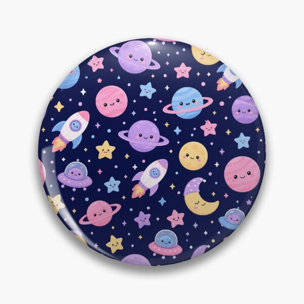 Item preview, Kawaii Space Cute Planet Star Seamless Pattern Print designed and sold by Inkworksbyshery.
