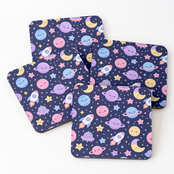 Item preview, Kawaii Space Cute Planet Star Seamless Pattern Print designed and sold by Inkworksbyshery.