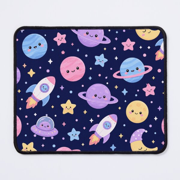 Item preview, Kawaii Space Cute Planet Star Seamless Pattern Print designed and sold by Inkworksbyshery.