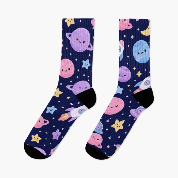 Item preview, Kawaii Space Cute Planet Star Seamless Pattern Print designed and sold by Inkworksbyshery.