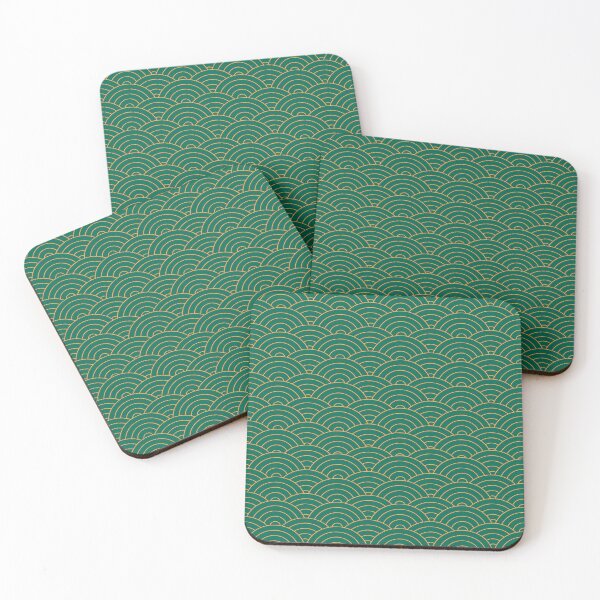 Item preview, Emerald Gold Japanese Wave Pattern – Elegant Seigaiha Design designed and sold by Italkam.