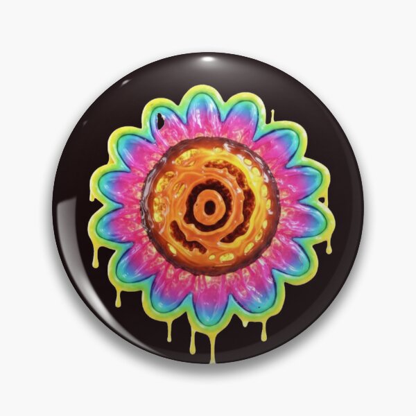 Item preview, Psychedelic Melting Sunflower Donut Sticker | Colorful Drippy Pop Art Design designed and sold by Inka Moon Design.