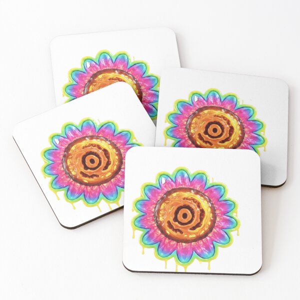 Item preview, Psychedelic Melting Sunflower Donut Sticker | Colorful Drippy Pop Art Design designed and sold by Inka Moon Design.