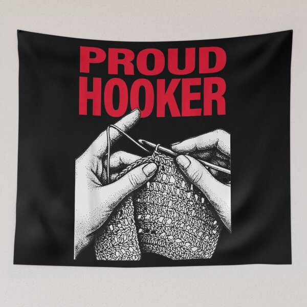 Item preview, Proud Hooker Funny Crochet and Knitting Enthusiast Hand Drawn Crafting Design designed and sold by LakenDraphil.