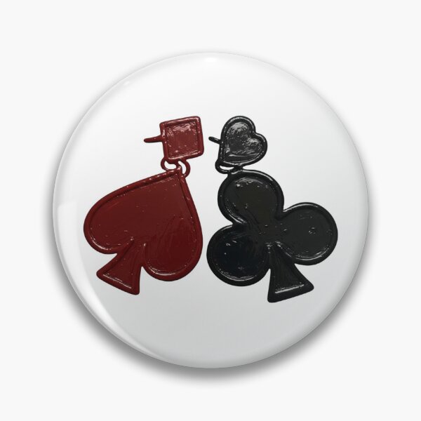 Item preview, Playing Card Suit Asymmetric Earrings — Spade & Club Red and Black Statement Jewelry designed and sold by Inka Moon Design.