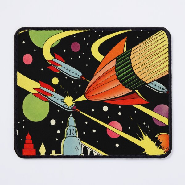 Item preview, Vintage Sci‑Fi Comic Cover – Retro Rocket Battle in Deep Space designed and sold by Analog Aura .