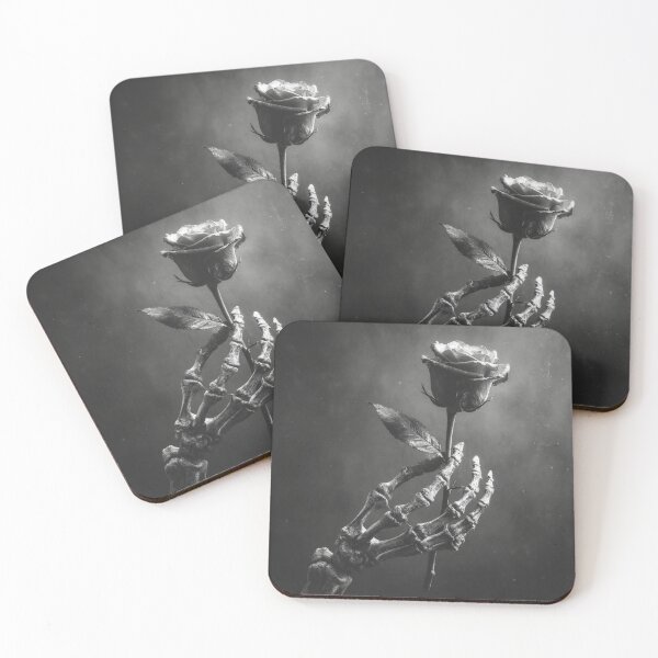 Item preview, Skeleton hand holding rose gray scale designed and sold by dcrc.