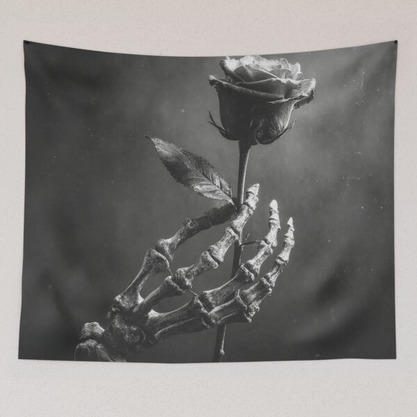 Item preview, Skeleton hand holding rose gray scale designed and sold by dcrc.