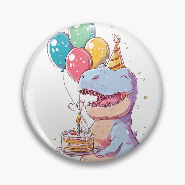 Item preview, Cute T-Rex Birthday Dinosaur with Cake and Balloons designed and sold by Tronstell.