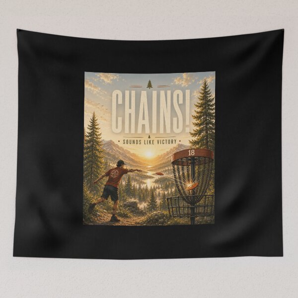 Item preview, Chains! Sounds Like Victory – Mountain Sunrise Disc Golf Art designed and sold by Swanny's Custom T-shirt and Gift Designs.