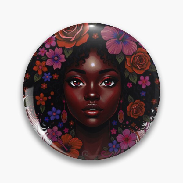 Item preview, Deep Black Woman With Floral Crown earth tones designed and sold by BlessedBlackBeautiful.